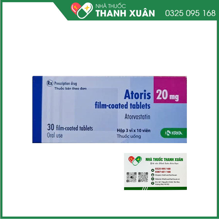 Thuốc Atoris 20mg điều trị rối loạn mỡ máu nguyên phát và rối loạn lipid máu hỗn hợp